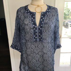 Gretchen Scott Designs easy Breezy Navy tunic